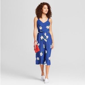 A New Day Blue Floral Cropped Jumpsuit